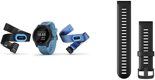 Garmin Forerunner 945 Bundle, Premium GPS Running/Triathlon Smartwatch with Music, Blue & Forerunner 945 Replacement Band - Black