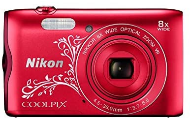 Nikon A300 Coolpix Camera (Red) with 2X 64 GB Memory Card-International Model
