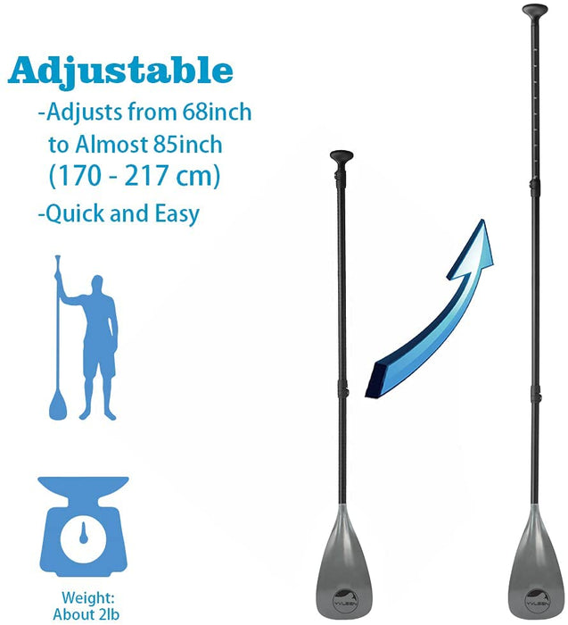 YVLEEN Alloy SUP Paddle - Adjustable Stand Up Paddle Board Paddle - 3-Piece or 4-Piece Floating Kayak Paddle