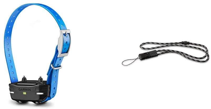 Garmin PT10 Dog Device Blue Collar (Pro 70/Pro 550) Bundle with Garmin Quick Release Lanyard