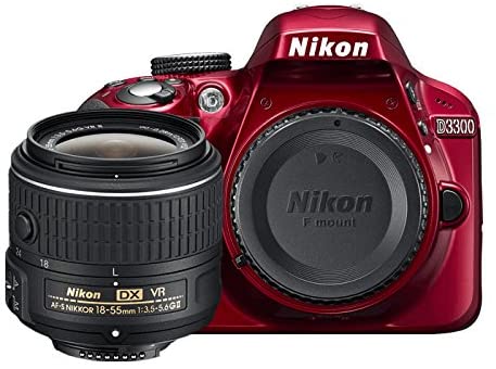 Nikon D3300 24.2 MP CMOS Digital SLR with Auto Focus-S DX NIKKOR 18-55mm f/3.5-5.6G VR II Zoom Lens (Red)