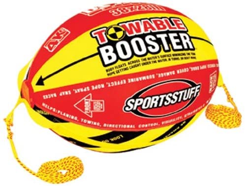 SPORTSSTUFF Towable Booster Tube Yellow, Red, Black, Dimensions inflated (38in x 28in) deflated (45in x 36in)