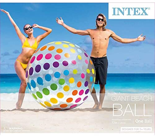 Intex Jumbo Inflatable Glossy Big Polka-Dot Colorful 42 Inch Giant Beach Ball