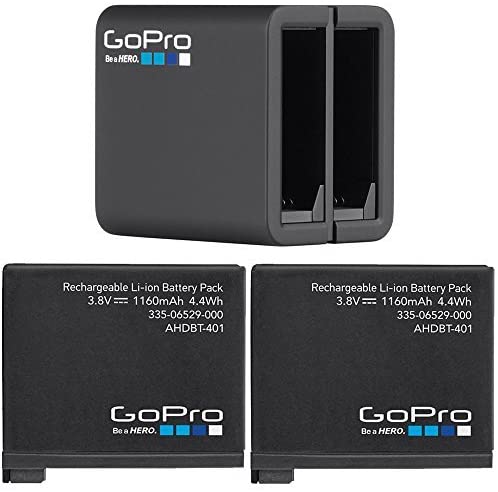 GoPro 2 Genuine Original Rechargeable Battery Pack for HERO4 and GoPro HERO4 Dual Battery Charger for GoPro HD Hero 4 Black Silver AHBBP-401 AHDBT-401
