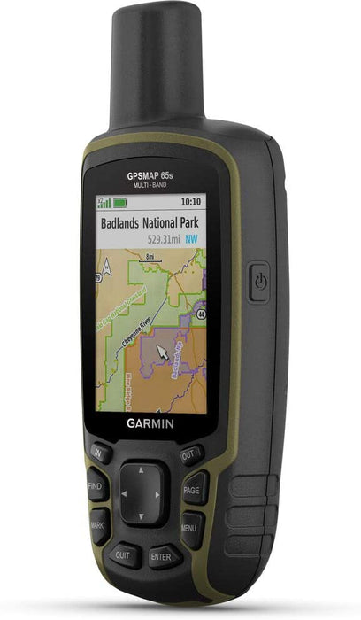 Garmin GPSMAP 65s Handheld Hiking Outdoor GPS Navigator with ABC Sensors U.S. & Canada Maps GNSS Satellite Multi-Band Rugged Bundle w/Deco Gear Emergency Bracelets + LED Lantern + Rechargeable AA Kit