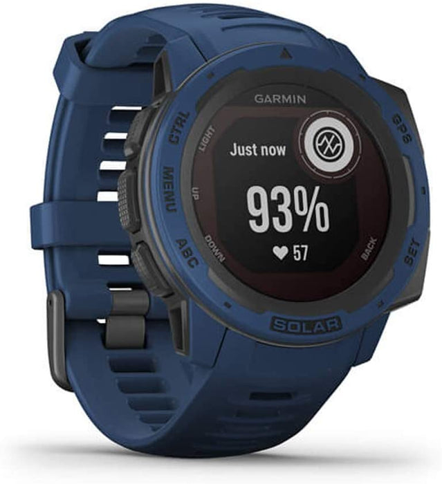 Garmin 010-02293-11 Instinct Solar Rugged Outdoor Watch with GPS Tidal Blue Bundle with Screen Protector 2-Pack