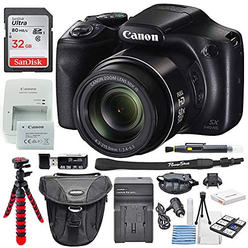 Canon Powershot SX540 is Wi-Fi Enabled Digital Camera + 32GB Memory Card, Camera Case, Tripod, AC/DC Turbo Travel Charger, Starter Cleaning Kit & Deluxe Accessories