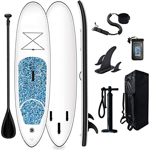 DANWJDP Inflatable Stand Up Paddle Board, 16cm Thick SUP with Accessories, Carry Bag, Adjustable Paddle, Hand Pump, Bottom Fin, Ankle Leash, Non-Slip Deck, 305 x 76 x 15 cm