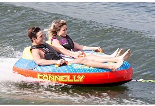 CWB Connelly Double Trouble 2 Person 66x72 Inch Partially Covered Cockpit Style Inflatable Boat Towable Water Inner Tubing Tube