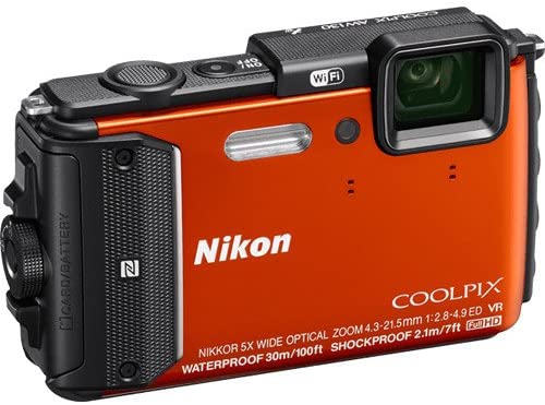 Nikon Coolpix AW130 16.0-Megapixel Waterproof Digital Camera with 5X Optical Zoom NIKKOR ED Wide-Angle Glass Lens, Built-in Wi-Fi, NFC and GPS (Orange)