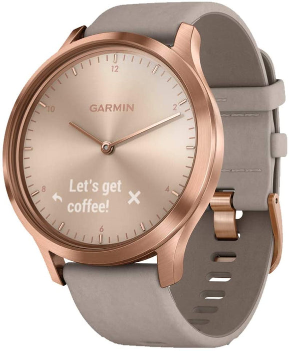 Garmin Vivomove HR Premium Rose Gold w/Gray Suede Band + Extra Band Granite Blue (010-01850-19) with 1 Year Extended Warranty