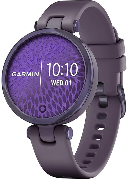 Garmin 010-02384-02 Lily Sport Edition, Midnight Orchid Bezel with Deep Orchid Case & Silicone Band Bundle with Deco Gear Magnetic Wireless Sport Earbuds