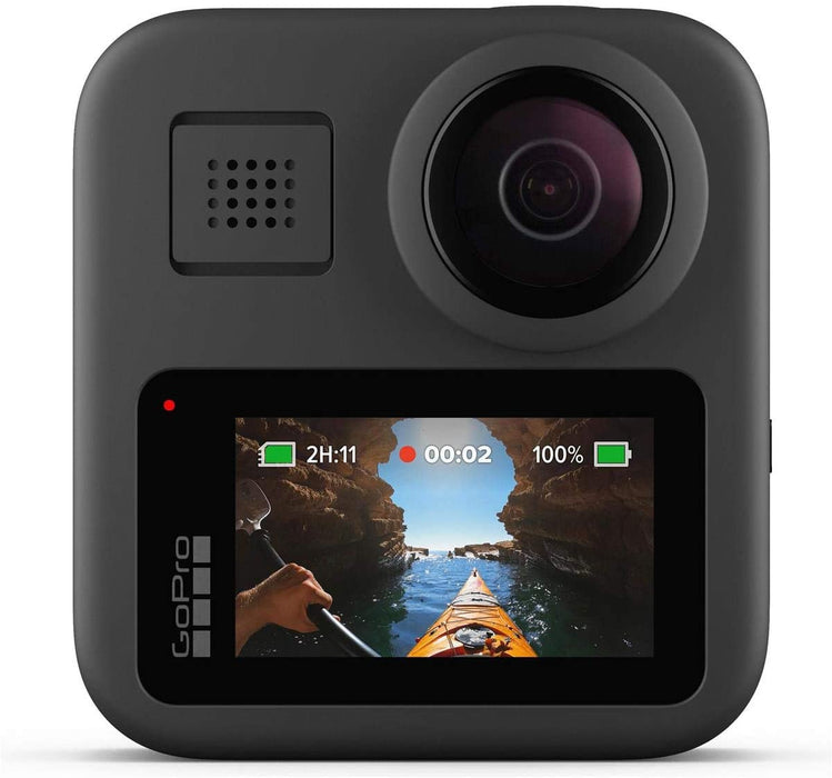 GoPro MAX Waterproof 360 Camera with Touch Screen, 5.6K30 Video 16.6MP Photos Pro Bundle with Grip + Tripod, Dual Charger, Battery, 32GB microSD Card, Cleaning Kit