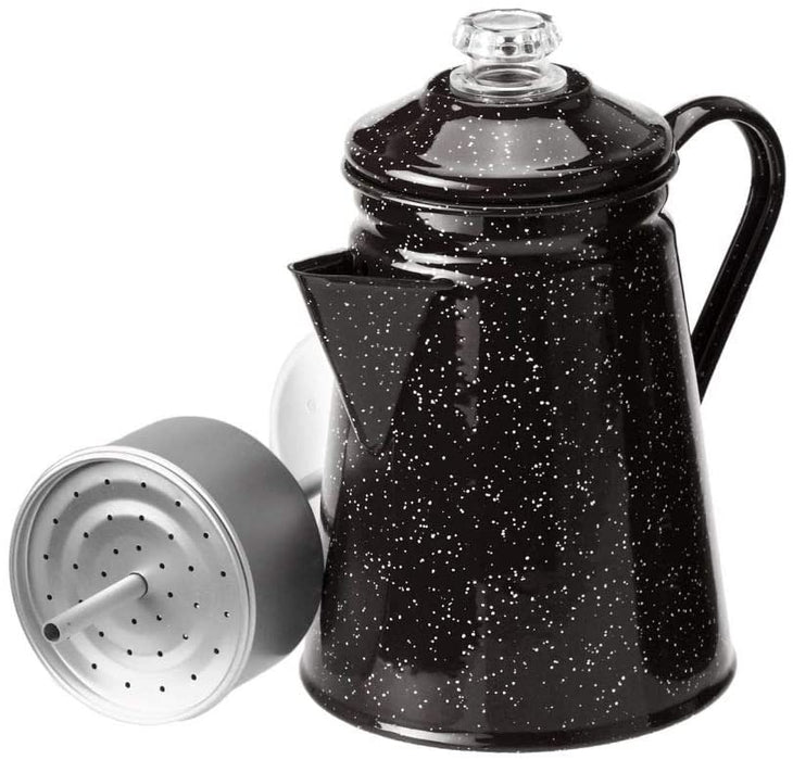 GSI Outdoors 8 Cup Enamelware Percolator Coffee Pot for Brewing Coffee Over Stove and Fire | Ideal for Campsite, Cabin, RV, Kitchen, Groups