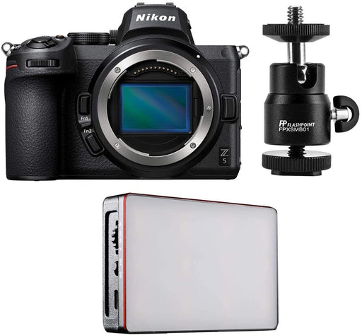 Nikon Z5 Full Frame Mirrorless Digital Camera (Body Only) - Bundle with Aputure MC RGBWW Mini LED Light, Mini Ball-Head