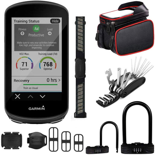 Garmin Edge 1030 Plus with HRM-Dual Kit (010-02424-01) w/Bike Tool and Accessory Bundle