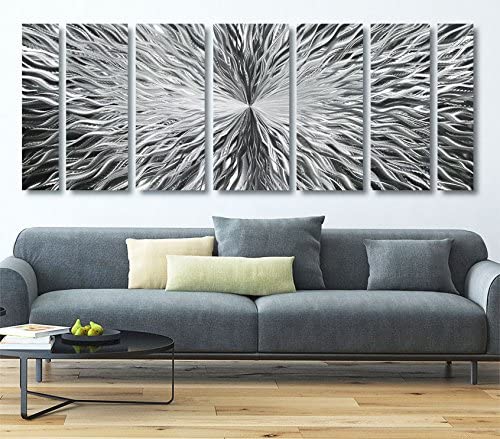 Statements2000 Silver Modern Metal Wall Art Sculpture by Jon Allen - Multi Panel Tryptych Home Décor, Vortex 3P