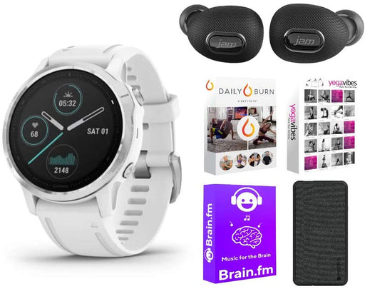Garmin Fenix 6S Multisport GPS Smartwatch (White with White Band) Performance Bundle (4 Items)