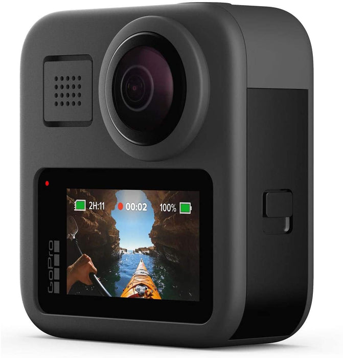 GoPro MAX Waterproof 360 Camera with Touch Screen, 5.6K30 UHD Video 16.6MP Photos 1080p Live Streaming Bundle with Hand Grip, Battery, 32GB microSD Card, Cleaning Kit