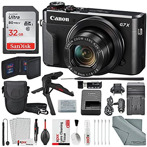 Canon PowerShot G7 X Mark II Digital Camera with Deluxe Accessory Bundle and Cleaning Kit