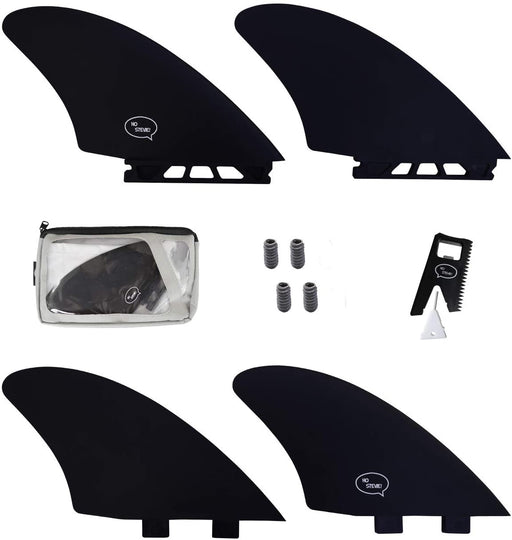 Ho Stevie! Surfboard Twin Keel Fins (2 Fins) - FCS or Futures Sizes, with Fin Bag, Screws, Wax Comb and Fin Key - Fins for Fish Surf Boards