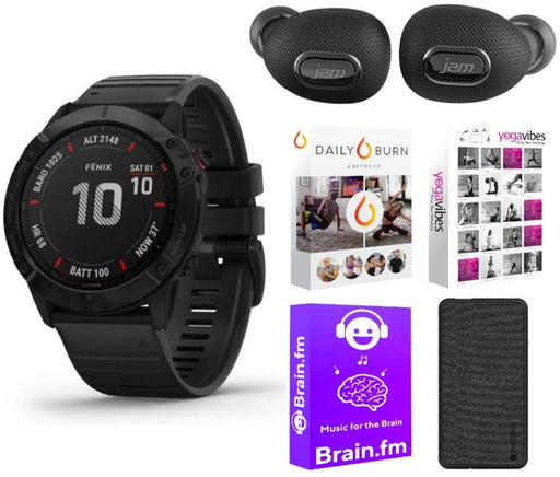 Garmin Fenix 6X Pro Multisport GPS Smartwatch (Black with Black Band) Performance Bundle (4 Items)