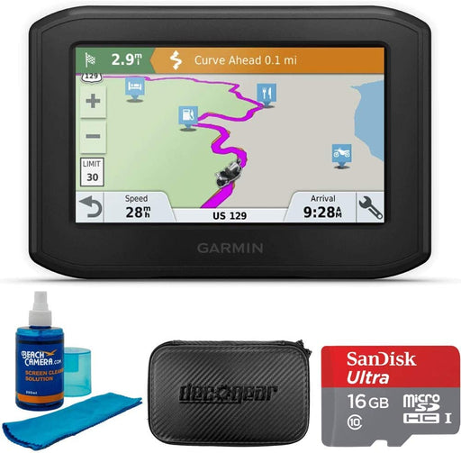 Garmin Zumo 396LMT-S Motorcycle GPS Navigator Bundle with GPS, Hard EVA Case, MicroSD HC 16GB C10 U1 with SD Adapter and Screen Cleaner