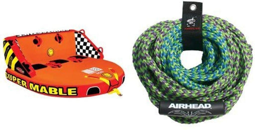 SPORTSSTUFF 53-2223 Super Mable Towable and AIRHEAD AHTR-42 4 Rider Tube Rope Bundle