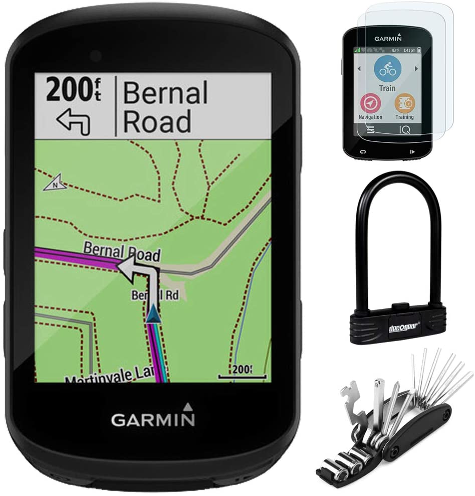 Garmin 010-02060-00 Edge 530 GPS Cycling Computer Bundle with Screen Protector, Scratch Resistant Tempered Glass, Heavy Duty Combination U-Lock and 16-in-1 Multi-Function Bike Tool Kit