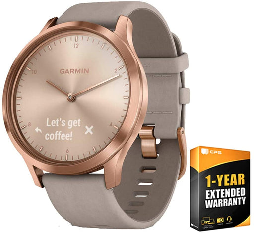 Garmin Vivomove HR Premium Rose Gold w/Gray Suede Band + Extra Band Granite Blue (010-01850-19) with 1 Year Extended Warranty