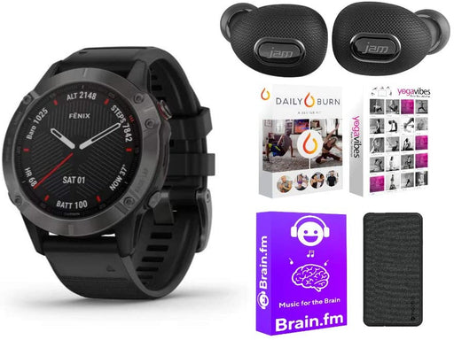 Garmin Fenix 6 Pro Sapphire Multisport Smartwatch (Carbon Gray DLC/Black Band) Performance Bundle (4 Items)