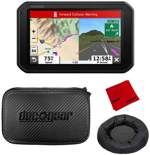 Garmin 7" RV 785 Navigator with Built-in Dash Cam (010-02228-00) and Traveler Bundle with Deco Gear 7" Hard EVA Case, Weighted GPS Dash Mount, and Microfiber Cleaning Cloth