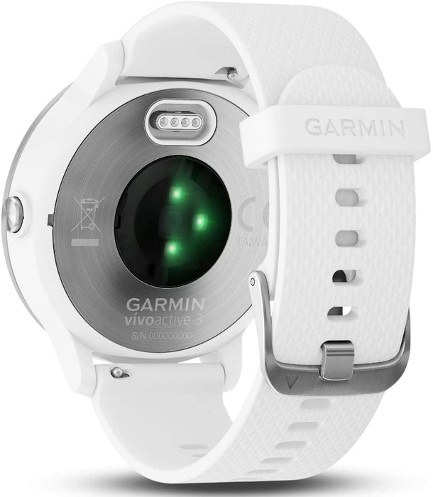 Garmin Vivoactive 3 GPS Fitness Smartwatch w/Deco Gear Runner Bundle - White+Stainless