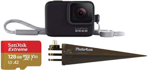GoPro Sleeve + Lanyard [Black] + SanDisk 128GB Extreme UHS-I microSDXC Memory Card with SD Adapter + Brown Spike Mount for Gopro