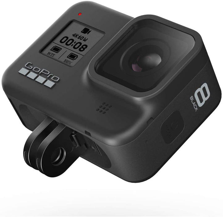 GoPro HERO8 Black, Waterproof Digital Sports and Action Camera with Touch Screen 4K UHD Video 12MP Photos, Essential Bundle with 2 Extra Batteries, 128GB microSD Card, Cleaning Cloth