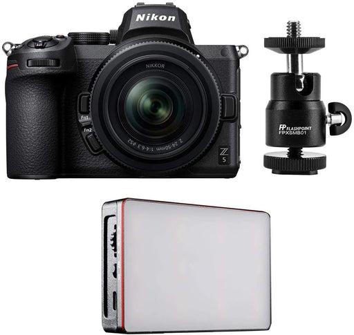 Nikon Z5 Full Frame Mirrorless Digital Camera with NIKKOR Z 24-50mm f/4-6.3 Zoom Lens - Bundle with Aputure MC RGBWW Mini LED Light, Mini Ball Head