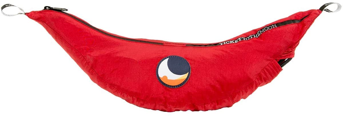 Ticket to the Moon Single/Compact Fair Trade & Handmade Lightweight Hammock for Traveling, Camping, and Everyday Use, Only 480g, Parachute Silk Nylon, Set-Up < 1 min.