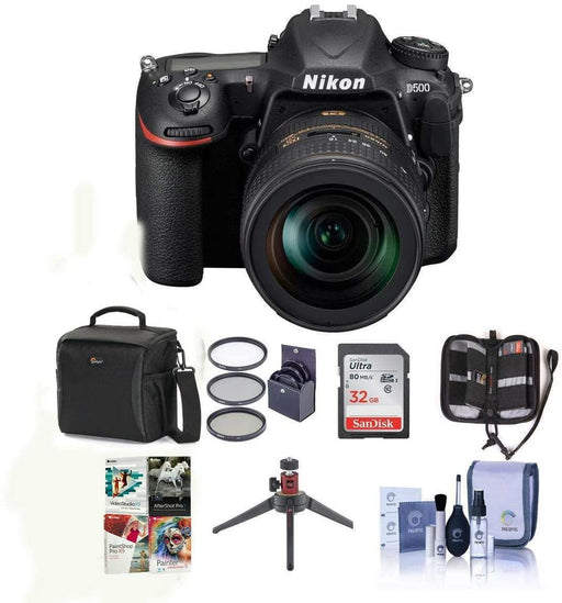 Nikon D500 DX-Format DSLR Body with AF-S DX Nikkor 16-80mm f/2.8-4E ED VR Lens - Bundle with 32GB SDHC Card, Holster Bag, 72mm Filter Kit, Table Top Tripod, Memory Wallet, Cleaning Kit, Software Pack