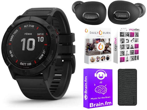 Garmin Fenix 6 Pro Multisport GPS Smartwatch (Black with Black Band) Performance Bundle (4 Items)