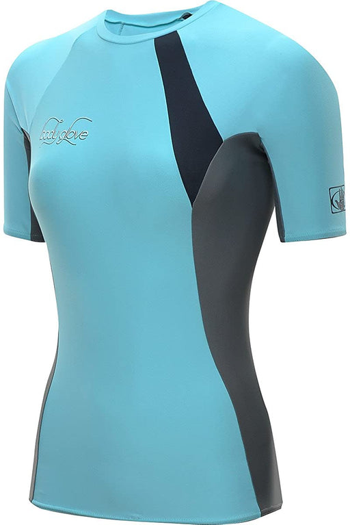 Body Glove Women's Performance Short Arm Rashguard, Blue/Gray, Large