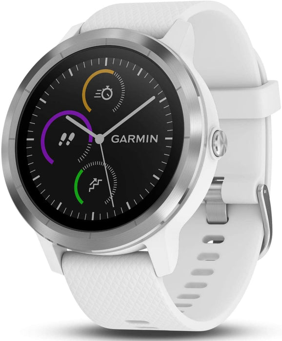 Garmin Vivoactive 3 GPS Fitness Smartwatch w/Deco Gear Runner Bundle - White+Stainless