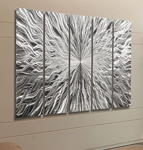 Statements2000 Silver Modern Metal Wall Art Sculpture by Jon Allen - Multi Panel Tryptych Home Décor, Vortex 3P