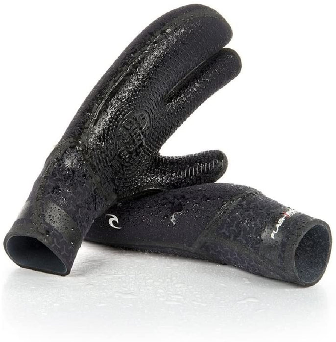 Rip Curl Flashbomb 5/3 Finger Gloves, Large, Black/Black