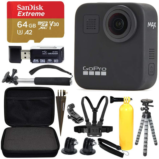 GoPro MAX 360 Sports Action Camera + SanDisk Extreme 64GB microSDXC + Top Value Bundle!