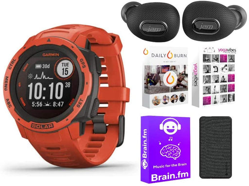 Garmin Instinct Solar Smartwatch (Flame Red) Performance Bundle (4 Items)