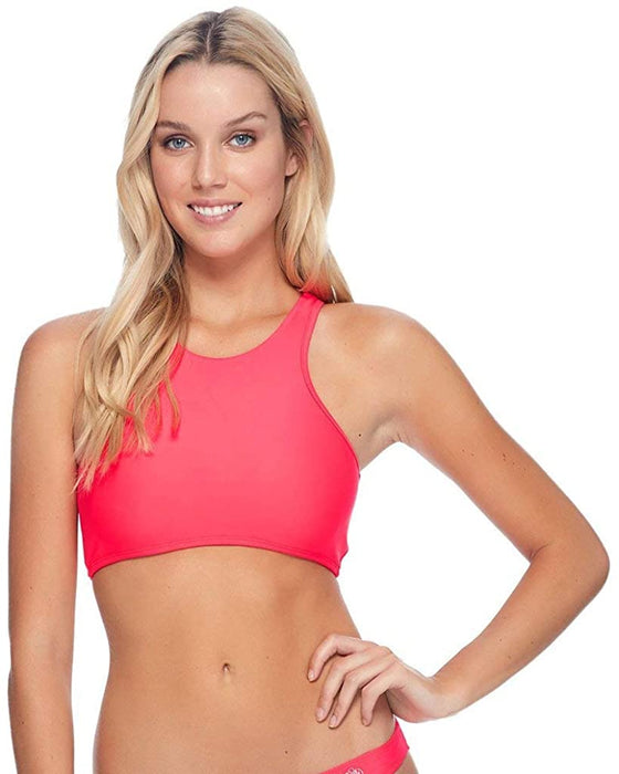 Body Glove Junior's Smoothies Leelo High Neck Cropped Bikini Top with Lace Up Back