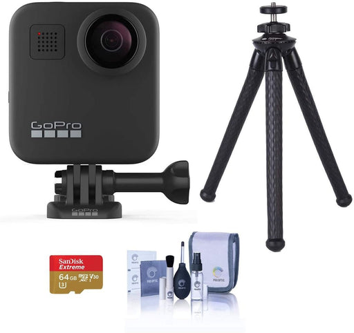 GoPro MAX 360 Action Camera - Bundle with 64GB MicroSDXC Card, FotoPro UFO 2 Flexible Tripod, Cleaning Kit