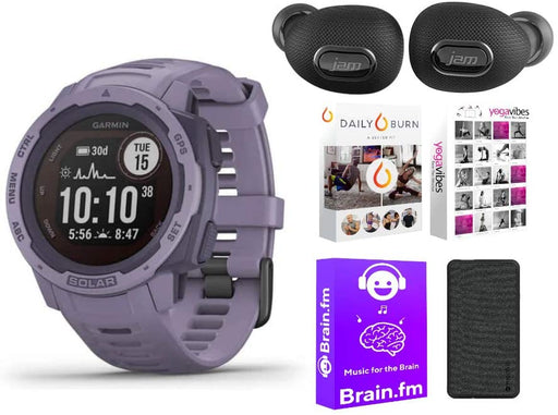 Garmin Instinct Solar Smartwatch (Orchid) Performance Bundle (4 Items)