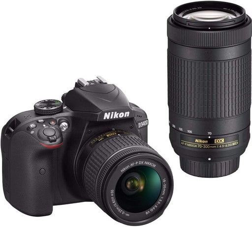 Nikon D3400 DSLR Camera + 18-55mm & 70-300mm Lenses + Nikon Case + 64GB Card + Digital Slave Flash + Kit