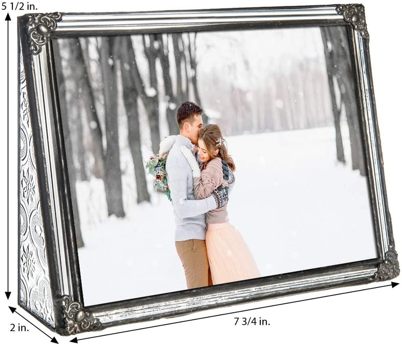4x6 Picture Frame Clear Glass Wedding Photo Frame Family Anniversary Baby Keepsake Gift Vintage Home Décor J Devlin Pic 360-46H (4x6 Horizontal)